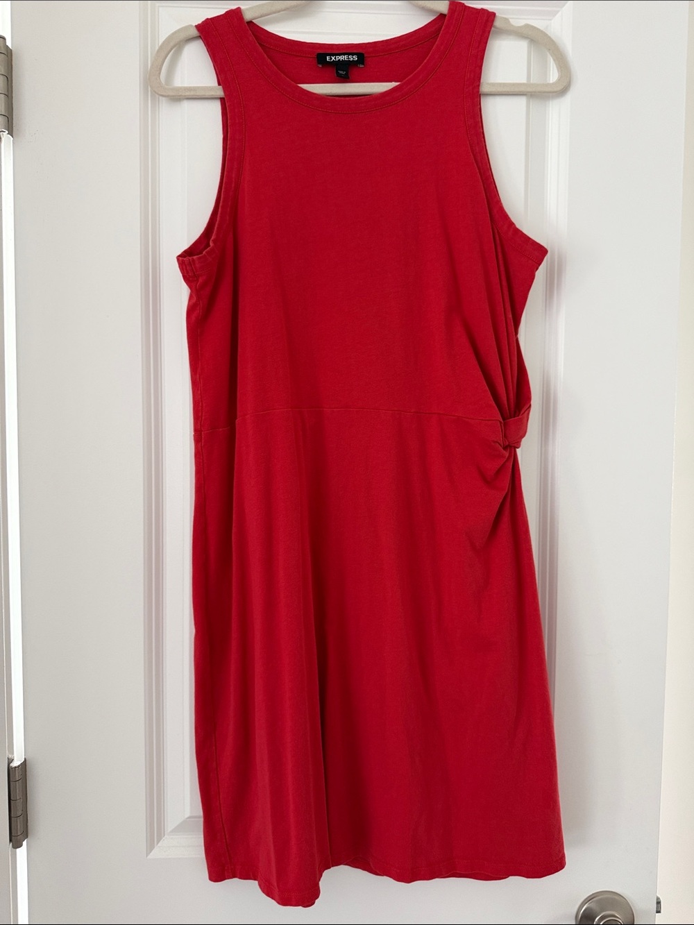 Express Red Sleeveless Side-Knot Dress
